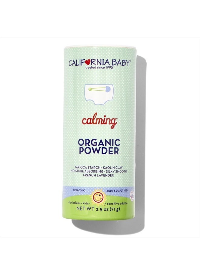 California Baby Organic Baby Powder Talc-free | USDA Certified Organic | Talc Free Baby Powder | Body Powder for Men | Absorbs Moisture & Anti-Chafing | Diaper Powder for Sensitive Skin | 2.5oz / 71g  - Image 1