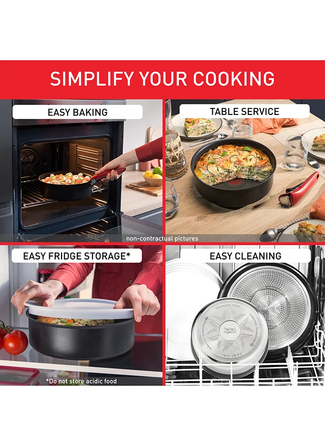 Tefal TEFAL Ingenio Unlimited On | 13-Piece Cookware Set | Stackable | Non-stick Coating | Removable Handle | Induction | Made in France | 2 Years Warranty | L3959343 Black