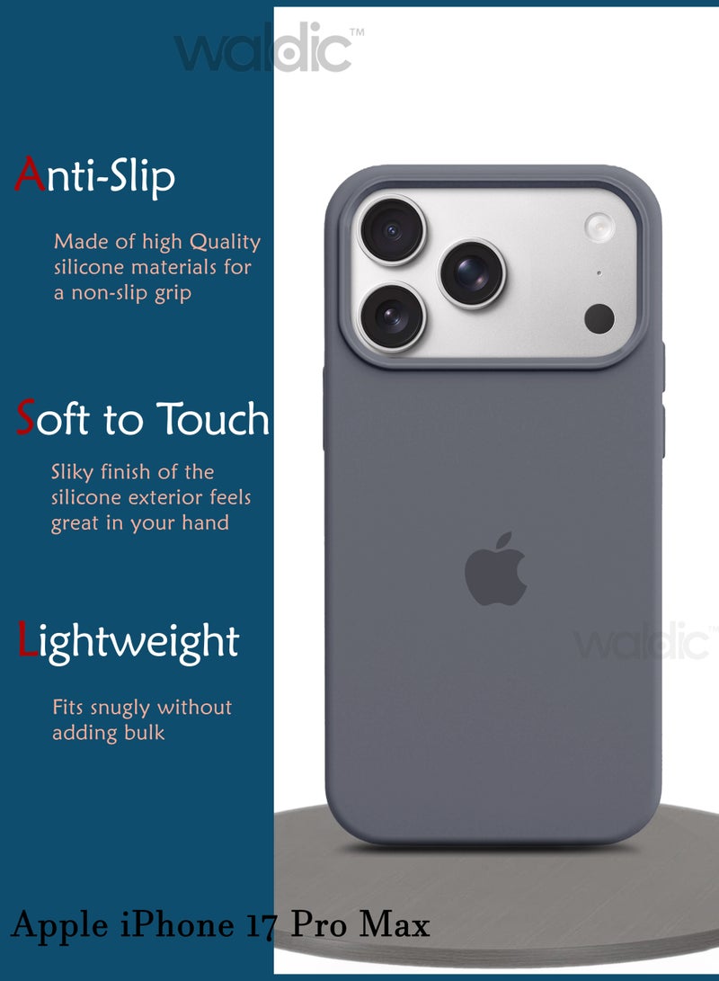 Waldic Apple iPhone 17 Pro Max Premium Case | Premium Silicone Case Cover Designed for Apple iPhone 17 Pro Max | Apple iPhone 17 Pro Max Case Camera and Drop Protection Thin Protective Back Cover Case for Apple iPhone 17 Pro Max - Grey - Image 2