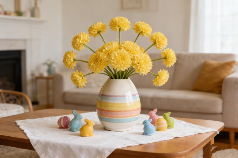 Kimura's Cabin 20pcs Fake Chrysanthemum Artificial Flowers Faux Silk Mums with Stem Balls Flowers for Vase Fillers Easter Home Table Floral Arrangements Wedding Party DIY Decoration(Yellow) - Image 5