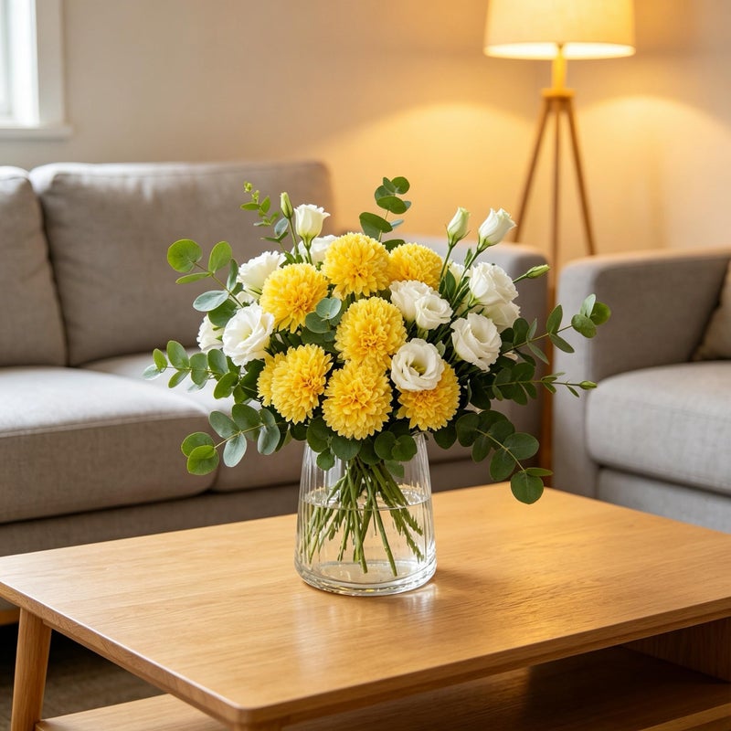 Kimura's Cabin 20pcs Fake Chrysanthemum Artificial Flowers Faux Silk Mums with Stem Balls Flowers for Vase Fillers Easter Home Table Floral Arrangements Wedding Party DIY Decoration(Yellow) - Image 4
