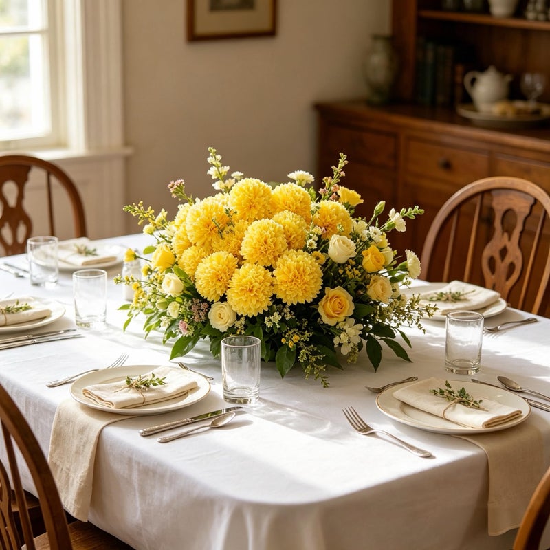 Kimura's Cabin 20pcs Fake Chrysanthemum Artificial Flowers Faux Silk Mums with Stem Balls Flowers for Vase Fillers Easter Home Table Floral Arrangements Wedding Party DIY Decoration(Yellow) - Image 3