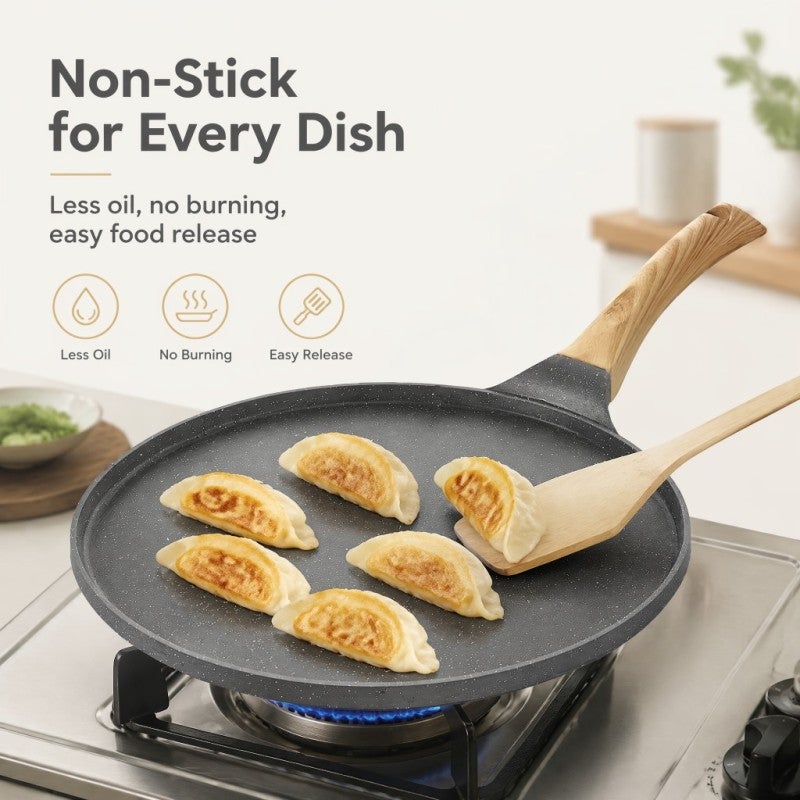 Non Stick Pancake Pan: 26cm Grey Lightweight Cooking Pan - Effortless Food Release Coating Even Heat Skillet for Everyday Home Cooking - Image 3