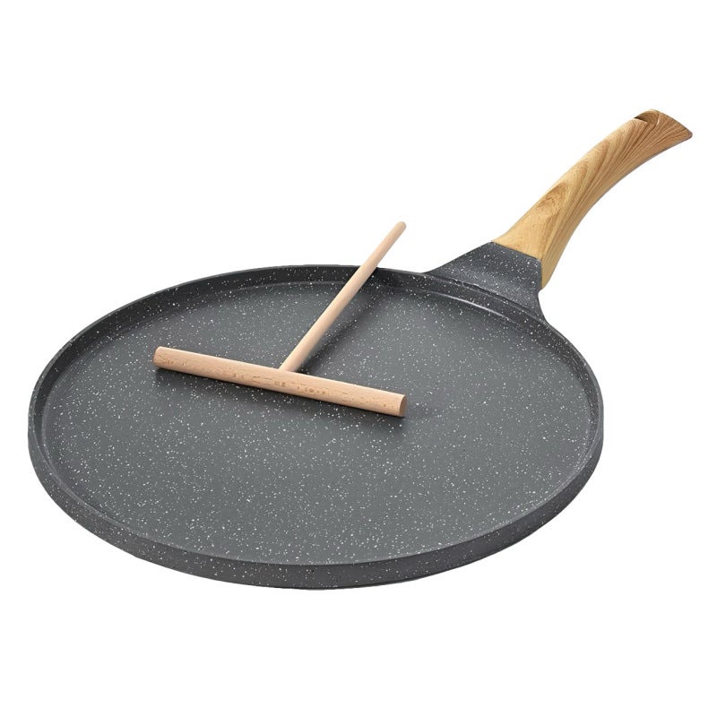 Non Stick Pancake Pan: 26cm Grey Lightweight Cooking Pan - Effortless Food Release Coating Even Heat Skillet for Everyday Home Cooking - Image 1
