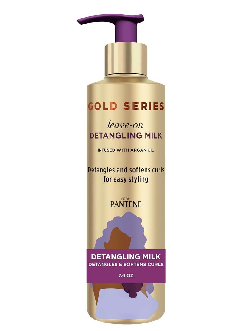 Pantene - Pantene Gold Series Detangling Milk Hair Treatment for Curly Hair, Natural and Textured Hair, 7.6 Fl Oz Leave-On Hair Detangler Infused with Rich Argan Oil, Dye and Sulfate Free Formula - Image 1
