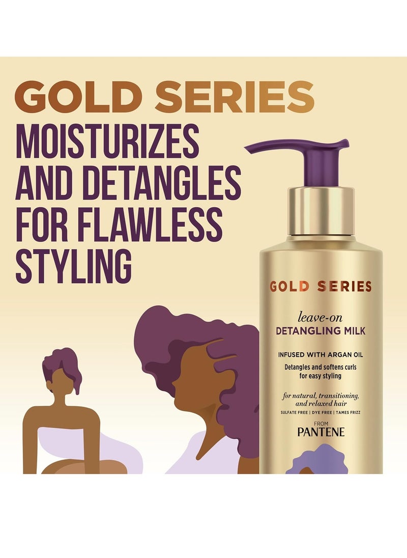 Pantene - Pantene Gold Series Detangling Milk Hair Treatment for Curly Hair, Natural and Textured Hair, 7.6 Fl Oz Leave-On Hair Detangler Infused with Rich Argan Oil, Dye and Sulfate Free Formula - Image 1