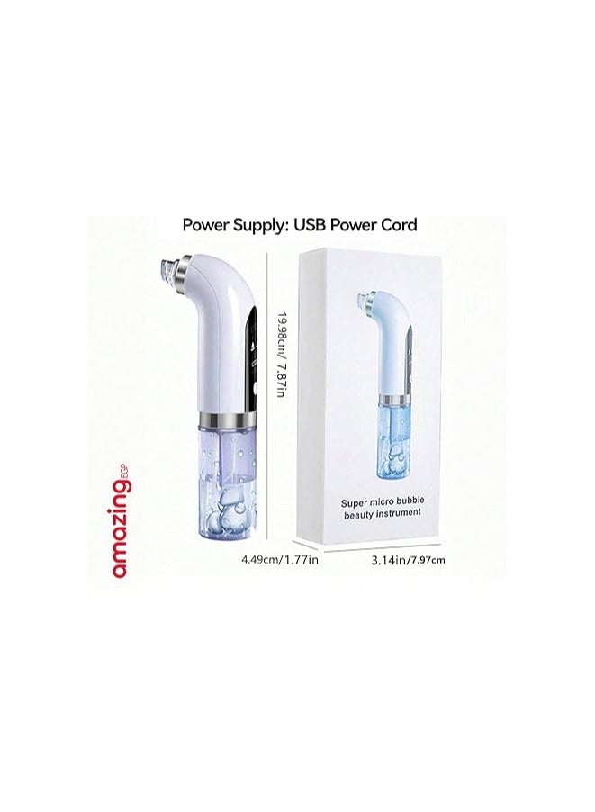 amazing.EGP Blackhead Remover Vacuum, 5 Suction Levels, 4 Probes, USB Rechargeable Pore Cleaner (White) - Image 5