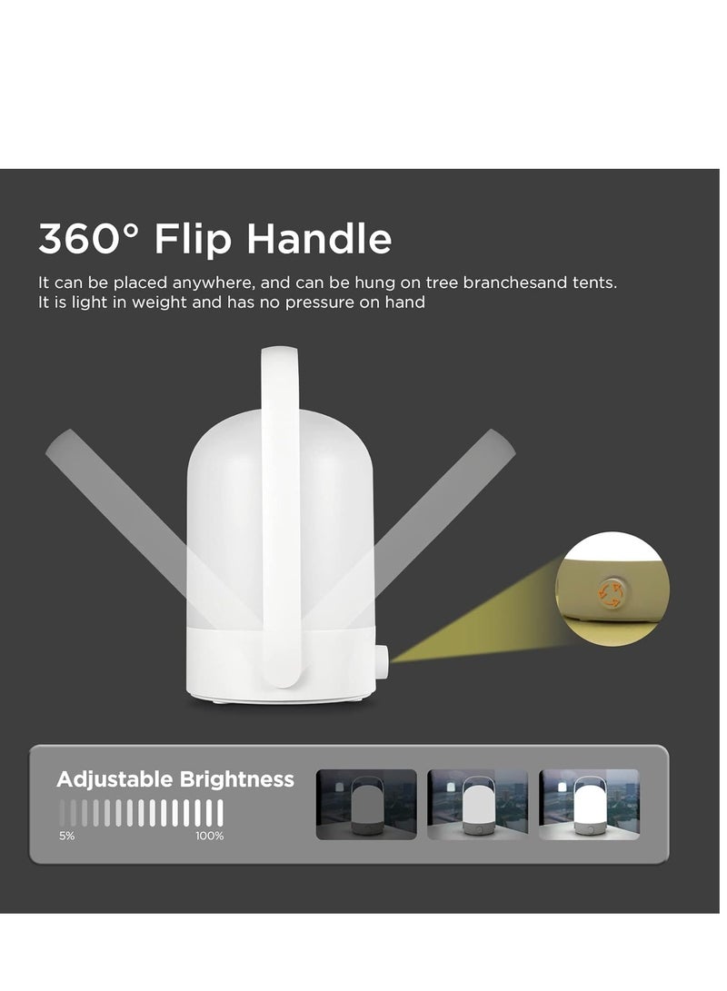 SYOSI مصباح تخييم LED، مصباح طاولة محمول لاسلكي، مصباح ليلي قابل للتعتيم 360 درجة، مصباح تخييم LED قابل لإعادة الشحن مع خطاف للقراءة في الأماكن المغلقة، والمشي لمسافات طويلة، وصيد الأسماك، والطوارئ في الهواء الطلق - Image 2