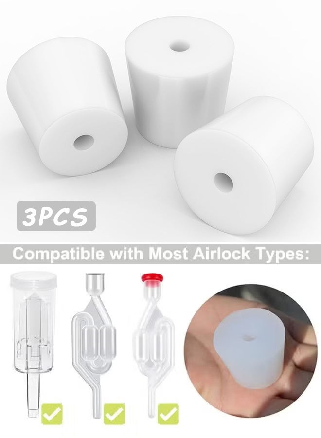 Depend 3PCS Fermentation Silicone Stopper Drilled Plug With Hole For Airlock Valve Home Brew Bubbler Wine Making Rubber Stopper Replacements (#3) - Image 1