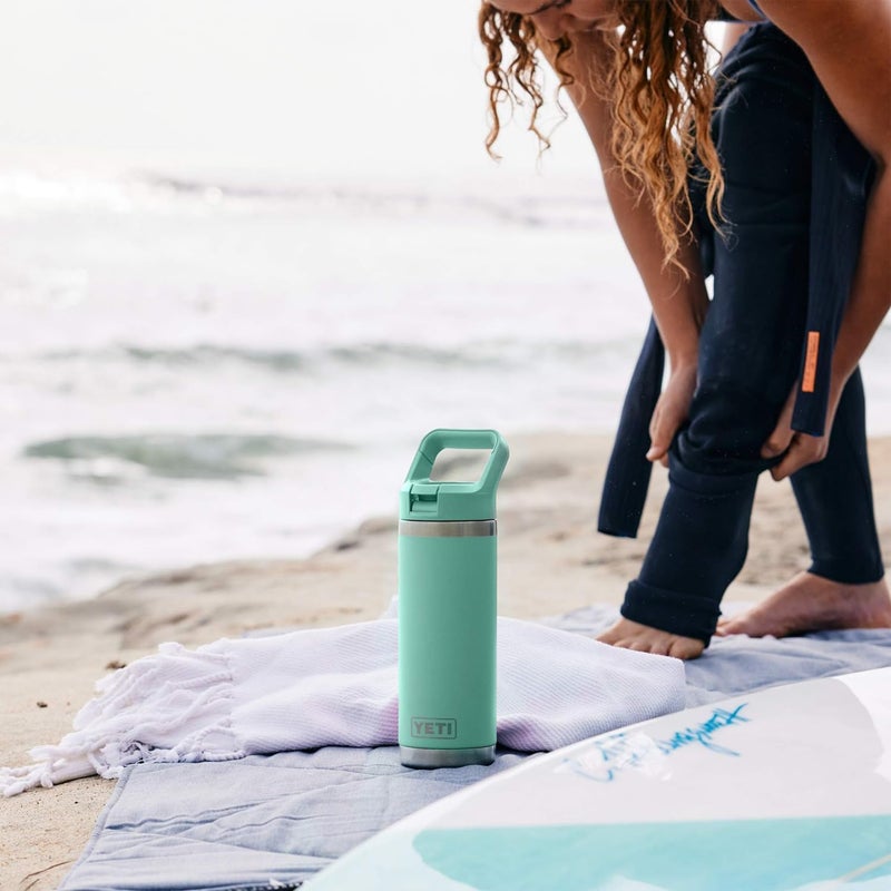 YETI Rambler 18 oz Bottle, Vacuum Insulated, Stainless Steel with Color Matching Straw Cap, Sandstone Pink - Image 3