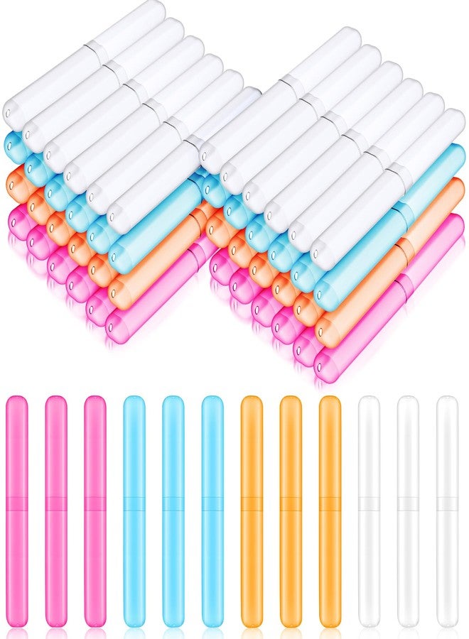 mekueeex 60pcs Travel Toothbrush Holders - Portable ABS Toothbrush Covers, Breathable Travel Toothbrush Holder for Home, Camping, Business Trips, 4 Colors (Blue, Orange, Purple, White) - Image 1