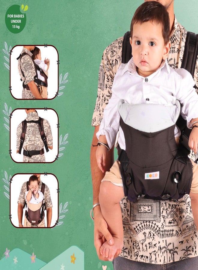Koko Elegant Adjustable Baby Carrier Cum Kangaroo Bag-Lightweight and Breathable-Back-Front Carrier for Baby with Safety Belt-Max Weight Up to 15 Kg (Brown) - Image 2