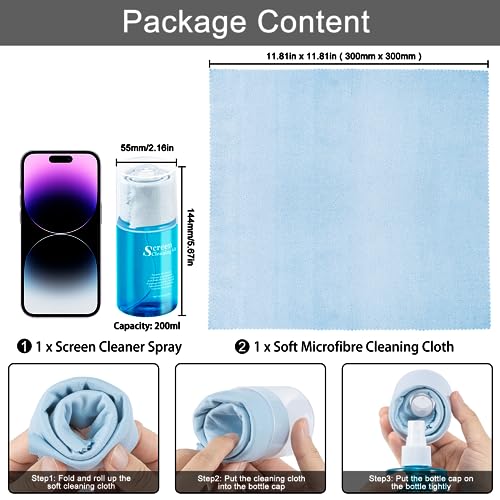 walrfid Car Screen Cleaner Spray walrfid TV Computer Laptop Touchscreen Mist Cleaning Kit Wipe for CD Disc DVD VCD Electronic Cell Phone iPad iPhone MacBook Pro Tablet Monitor LCD LED Flat Screens - Image 3