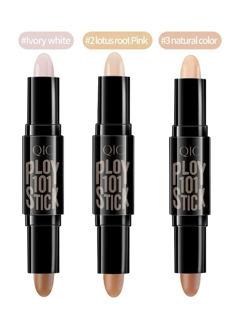 SYOSI - Highlight Contour Stick 6 Colors 2 in 1 Dualended Makeup Shading Stick MultiColor Concealer Shadow Pen 3D Body Face Brightens Shades Pencil Contour Concealer Highlighter Stick (3 Pcs) - Image 1