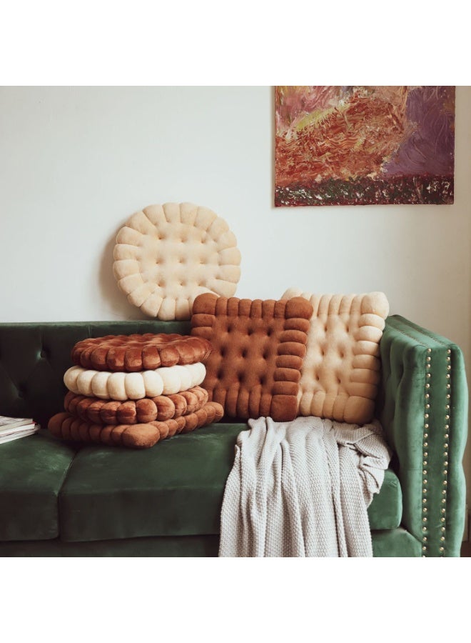 Cookie Biscuit Cushion Soft Cute Throw Pillow Thicken Seat Decorative Flooring for Living Room Household Chair Square Beige - Image 4