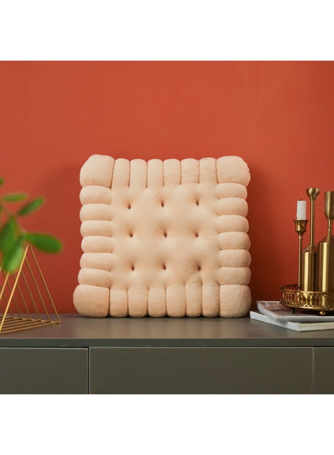 Cookie Biscuit Cushion Soft Cute Throw Pillow Thicken Seat Decorative Flooring for Living Room Household Chair Square Beige - Image 2
