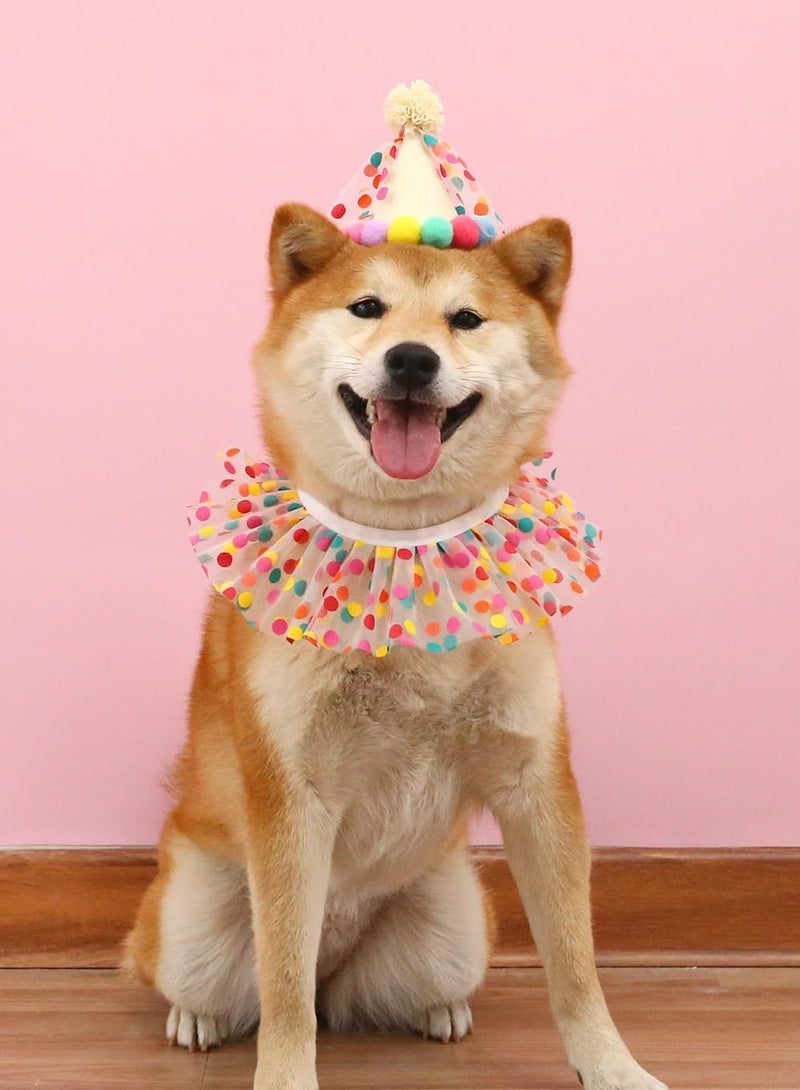 ايه ام مجموعة ديكورات حفلات أعياد الميلاد للحيوانات الأليفة، وشاح مريلة لطيف من الدانتيل للكلاب وقبعة عيد الميلاد، وشاح باندانا لعيد الميلاد وقبعة حفلات للقطط والكلاب، أزياء أميرة للقطط والكلاب - Image 5