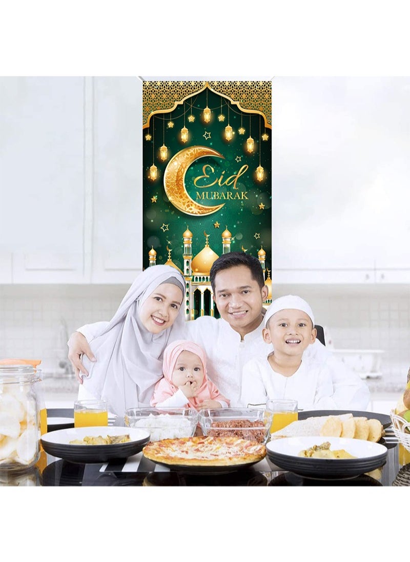ايكانبو - غطاء باب عيد مبارك معلق صورة رمضان مبارك لافتة باب عيد الفطر احتفال المسلمين دعائم كشك الصور - Image 1