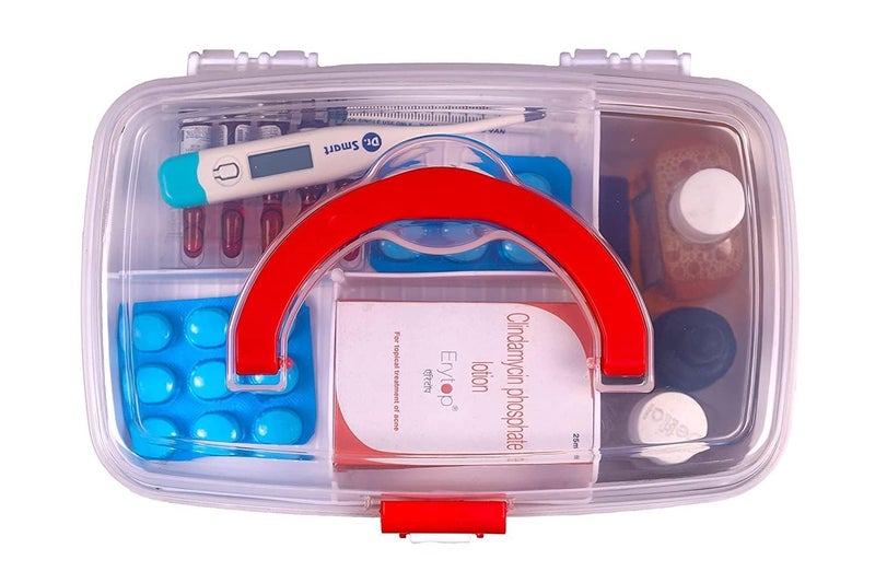 MARKWELL Plastic Rectangular Medicine Box, Medical First Aid Multi-Purpose Storage With Handle - Image 2