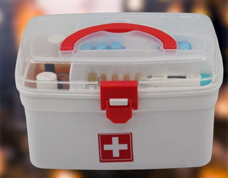 MARKWELL Plastic Rectangular Medicine Box, Medical First Aid Multi-Purpose Storage With Handle - Image 3