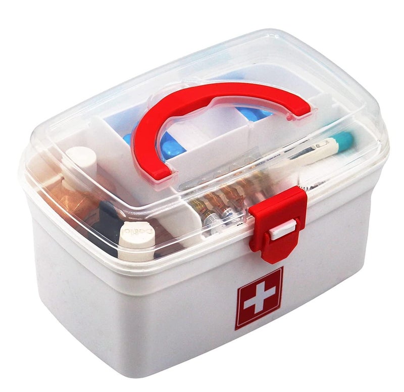 MARKWELL Plastic Rectangular Medicine Box, Medical First Aid Multi-Purpose Storage With Handle - Image 4