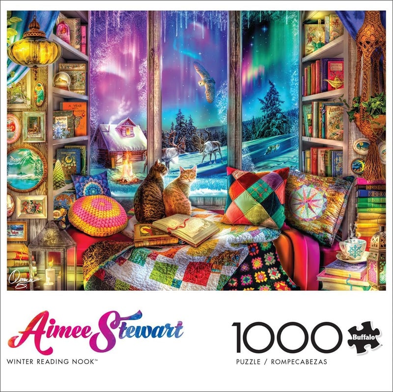 Buffalo Games - 1000 Piece Jigsaw Puzzle - Aimee Stewart - Northern Lights Cats - Winter Scene - Challenging Puzzles for Adults and Families - Image 3