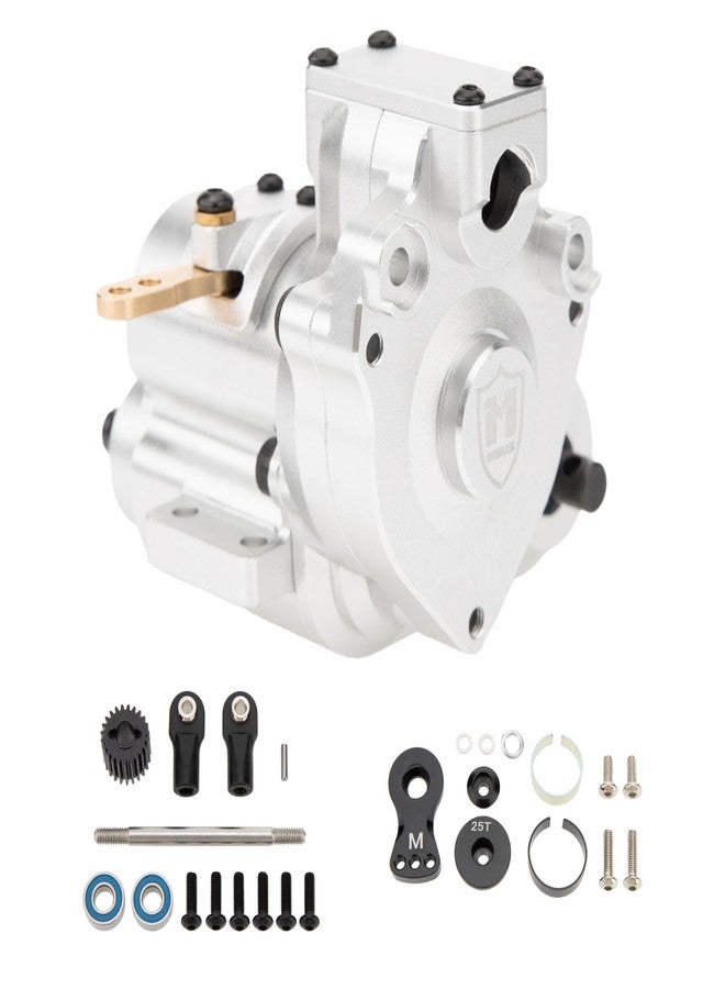 MEUS RACING Dual Speed Transmission Overdrive Gearbox for Vanquish Optic H10 1/10 RC Crawler (Silver) - Image 1