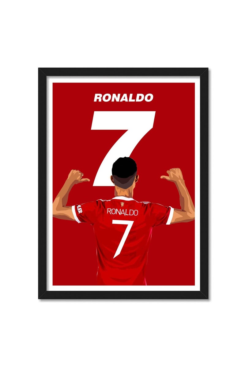 GRAY WALL ALAYRA Cristiano Ronaldo Man Utd Framed Poster, multicolour, Print, 10inch x 13inch For Room Office - Image 1