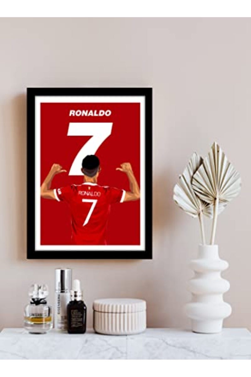 GRAY WALL ALAYRA Cristiano Ronaldo Man Utd Framed Poster, multicolour, Print, 10inch x 13inch For Room Office - Image 2
