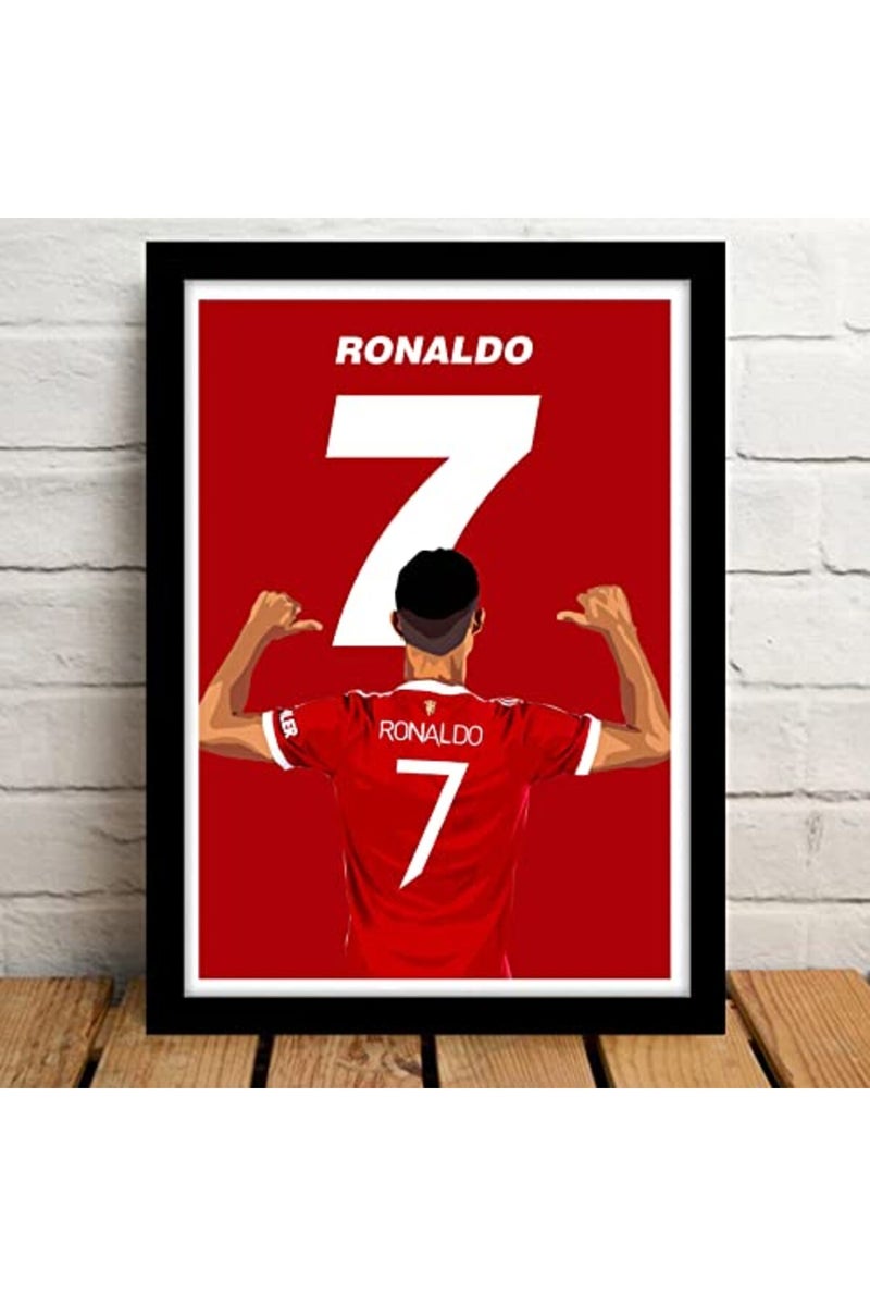 GRAY WALL ALAYRA Cristiano Ronaldo Man Utd Framed Poster, multicolour, Print, 10inch x 13inch For Room Office - Image 5