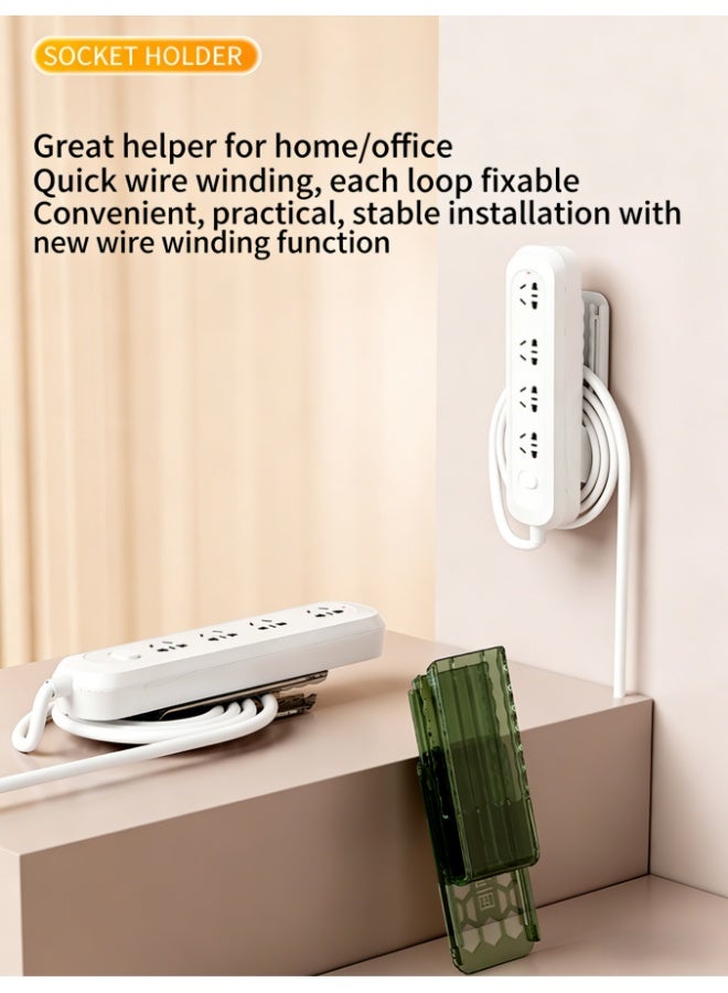 2-Pack Self Adhesive Wall Mount Power Strip Holder, Wire Storage Socket Fixer Bracket Stand, Plug in Power Fixator for Kitchen Home Office Cable Management (Gray, CX1873-gray) - Image 2