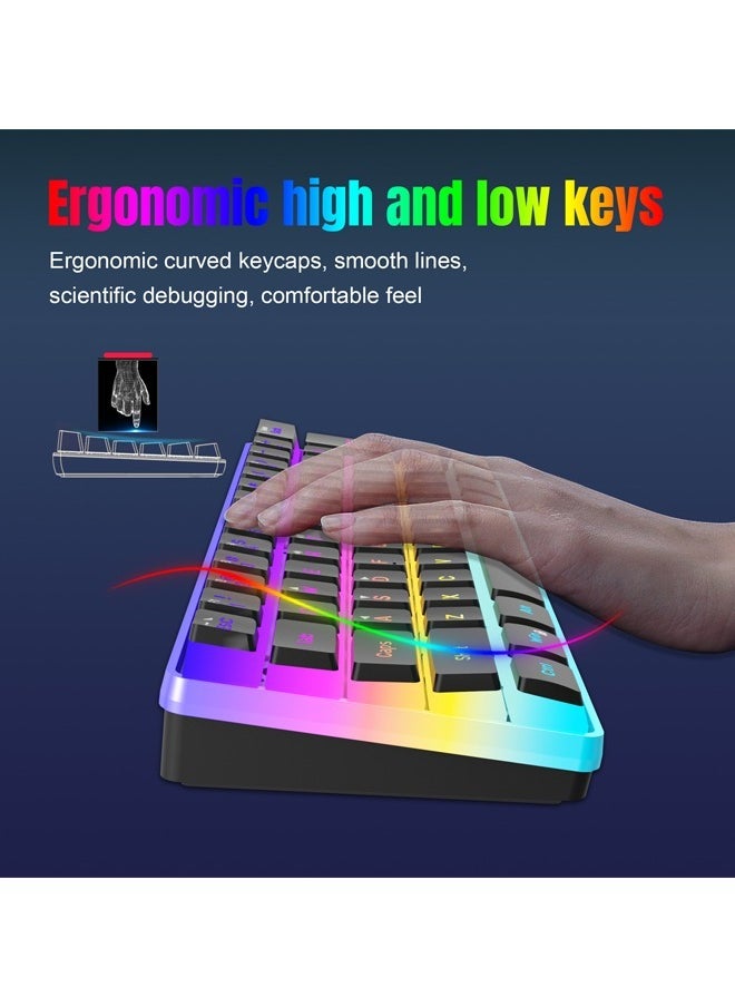 Rock Pow - Rock Pow 60% Hotswap Mechanical Feeling Gaming Keyboard with PBT Pudding Keycaps,RGB Backlit Wired USB Optical Switches Keyboards Full Keys Programmable for Windows MAC PC Gamers Gateron Optical Blue - Image 1