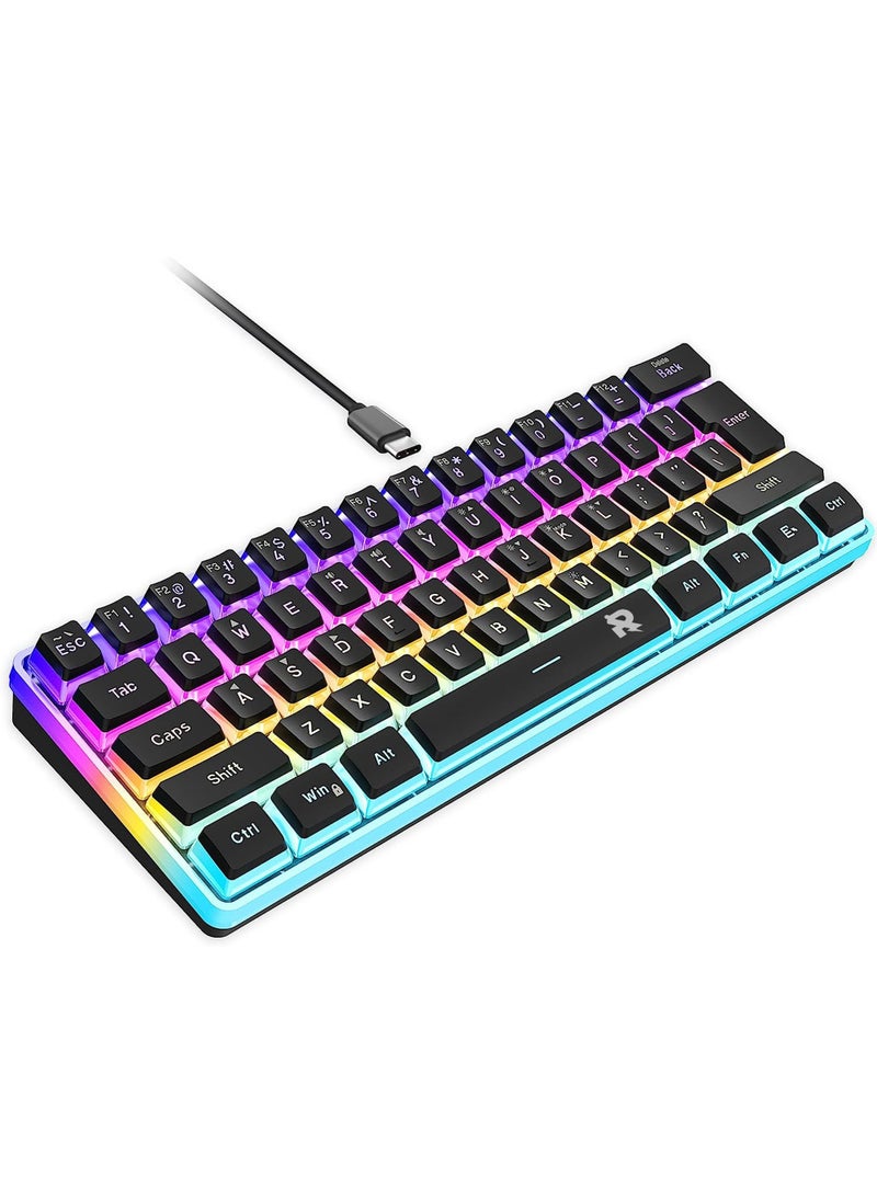 Rock Pow - Rock Pow 60% Hotswap Mechanical Feeling Gaming Keyboard with PBT Pudding Keycaps,RGB Backlit Wired USB Optical Switches Keyboards Full Keys Programmable for Windows MAC PC Gamers Gateron Optical Blue - Image 1