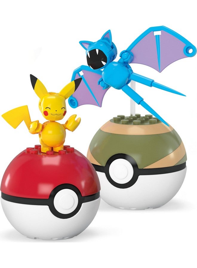 Mega Brands MEGA Pokémon Building Toys Set Pikachu & Zubat with 40 Pieces, 2 Poseable Characters and Poké Ball, 2 Inches Tall, for Kids - Image 3