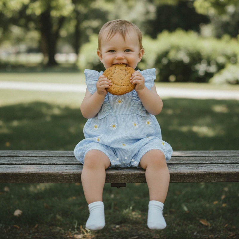 FOCUSNORM Newborn Baby Girl Summer Clothes Daisy Flying Sleeve Jumpsuit Romper Ruffle Onesie Infant Outfit 3 6 12 18 Months (Daisy Blue, 3-6 Months) - Image 2