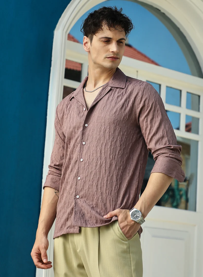 CAHOOT  Men's Ash Brown Bloom-Tactile Shirt for Men | Best Price UAE