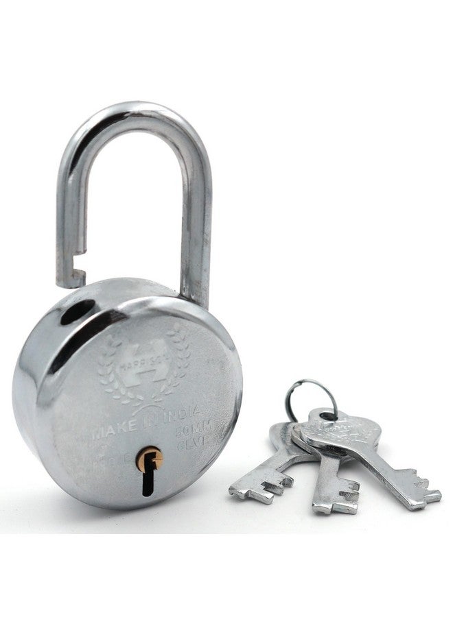Harrison Padlocks/Round Padlock 50mm 6 Lever with 3 Keys J-SUPREME-0656/ Mild Steel Material/Bright Chrome Polished Finish/Door Lock, Shutter Lock, Godown Lock, gate Lock (Pack of 4, 50MM) - Image 4