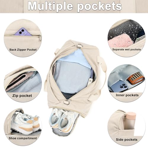 BTOOP Duffle Bag for Gym Sports Women Girls Workout Travel Bag Weekender with Shoe Compartment and Wet Pocket - Image 5