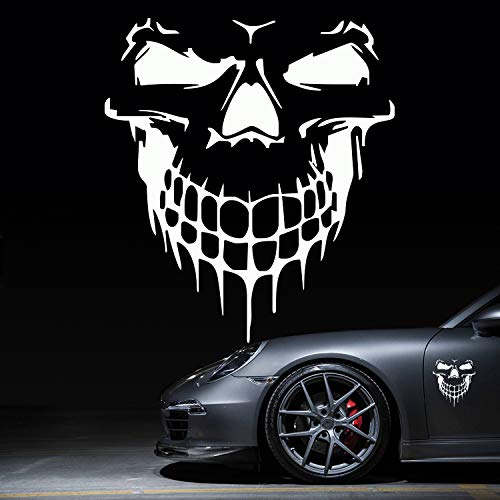 HungMieh Skull Stickers and Decals for Car Windows Doors and Trucks 3D Skull Decals and Signs for Car Styling Laser Reflective Silver 697 - Image 1