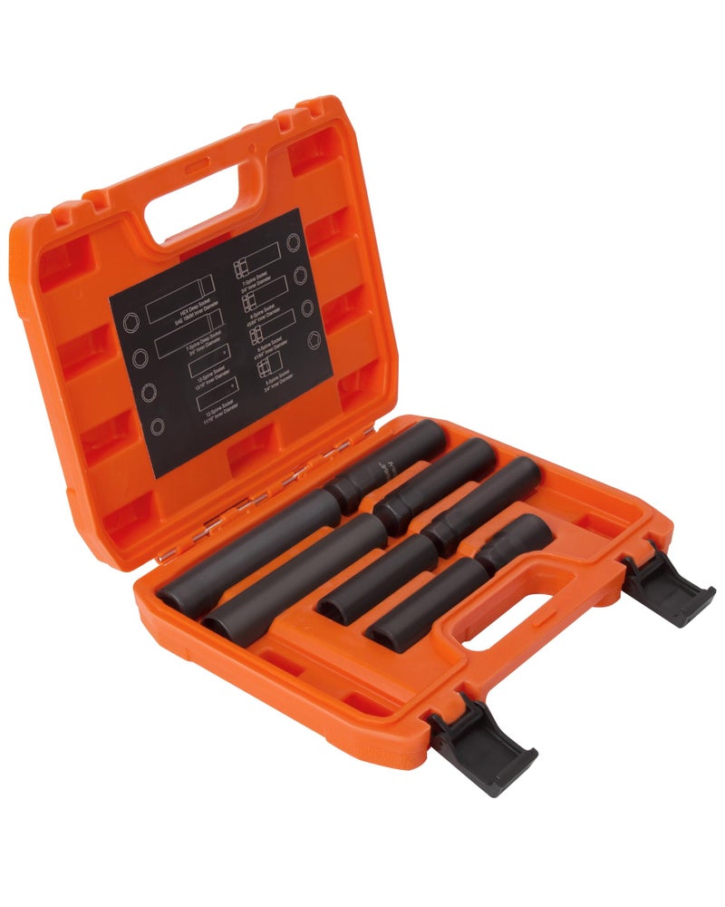 glorider 8Piece Spline Lug Nut Socket Set Removal Tool SAE Metric for 5 6 7 12 Spline Wheel Nuts and Hex Spike Tuner Lugs on Aftermarket Wheels