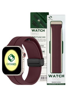 Apple Watch Band 38mm 40mm 41mm Magnetic Band D-buckle Silicone Sport Strap Replacement Wrist Band Maron