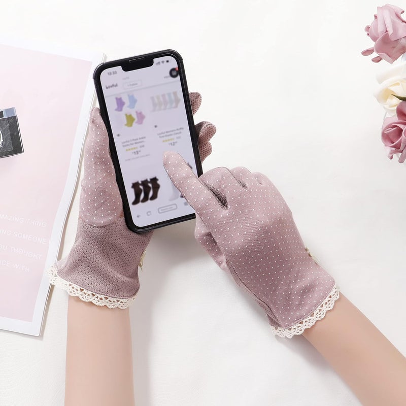 Lovful Summer Women Screentouch Gloves Sun Uv Protection Driving Gloves, Purple, One size - Image 4