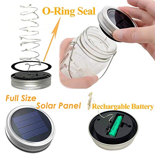 Yitee Solar Fairy Jar Lights,4 Pack 30 Led Mason Jar Decor Firefly Lights,for Outdoor Patio Garden Table Decorations Solar Lantern Mother's Day Gift(Mason Jars/Hangers Included) - Image 4