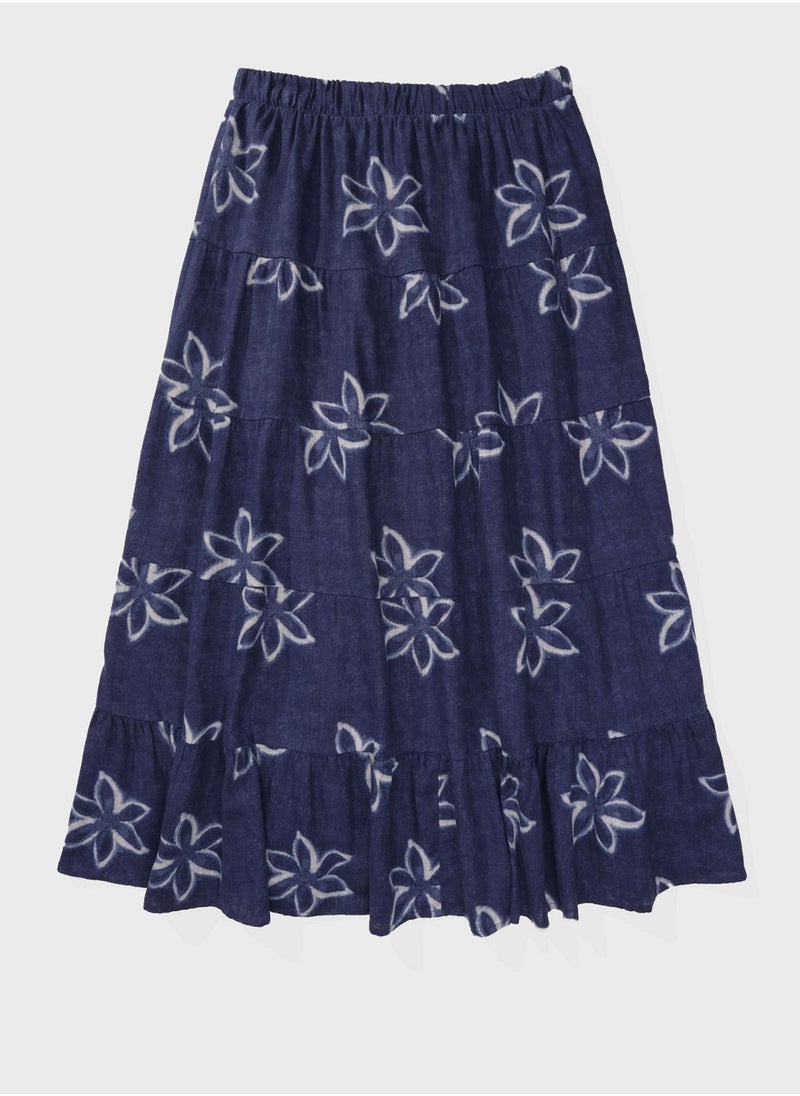 American Eagle - Floral Print Button Detail Skirt - Image 1