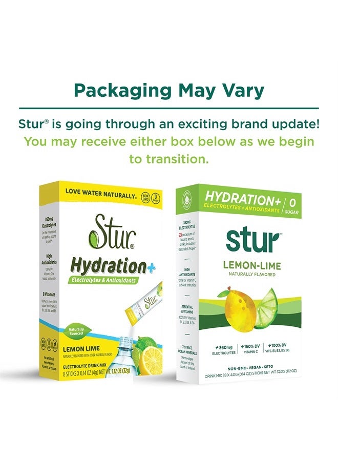 Stur Electrolytes Powder Hydration Packets | Lemon Lime | Sugar Free Water Flavor Packets for Workout Recovery | High Antioxidants & B Vitamins | Keto, Vegan, Non-GMO, Paleo (96 Packets) - Image 2