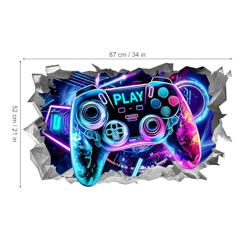 wondever 3D Game Wall Stickers Gamer Controller Gaming Peel and Stick Wall Art Decals for Teenagers Boy Bedroom Playroom - Image 4