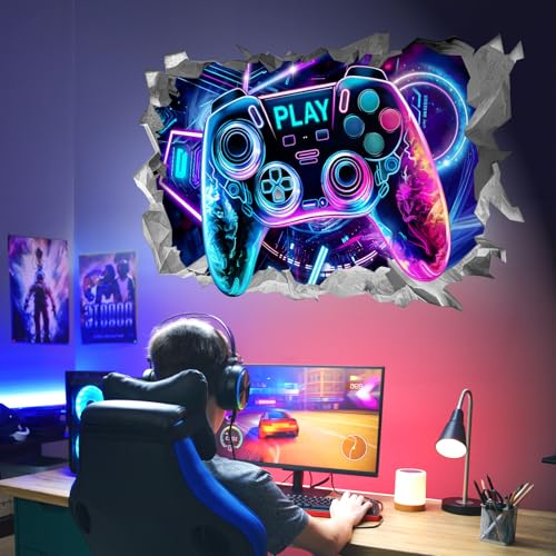 wondever 3D Game Wall Stickers Gamer Controller Gaming Peel and Stick Wall Art Decals for Teenagers Boy Bedroom Playroom - Image 2