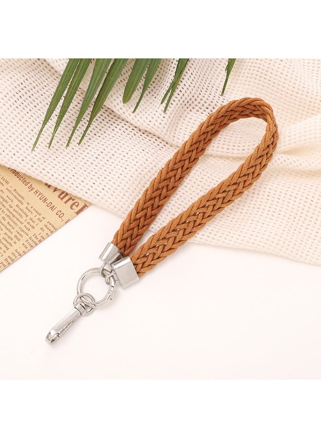 NIBEMINENT Phone Charm/ Chain Strap for Women Girls, Polyester Cotton Knitting Cell Phone Case Lanyard Wrist Strap，K2516/Brown - Image 1