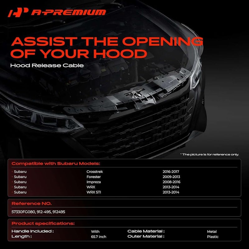 A-Premium 65.7 inch Front Hood Latch Release Cable with Handle - Image 2