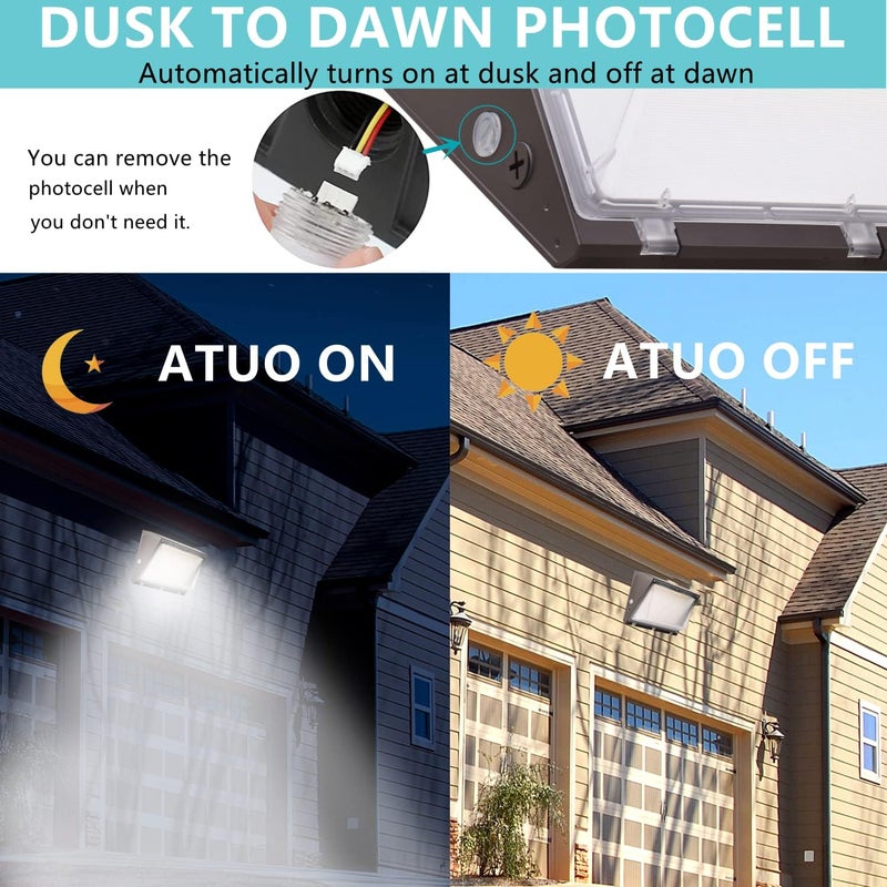 WHLED Dimmable 80W LED Wall Pack Light with Dusk to Dawn Photocell, 100-277V 11200LM 400-600W HPS/HID Equiv., 5000K Daylight Outdoor Security Lighting, UL Commercial Wall Mount Lights for Warehouse - Image 3